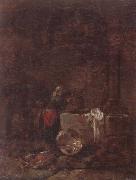 Willem Kalf A woman drawing water from a well under an arcade Germany oil painting artist